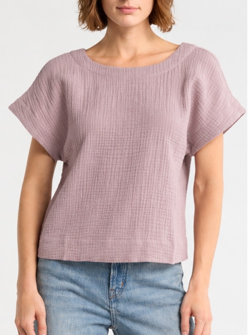 Madewell 100% Cotton Gauze Top Size Small Dusty Mauve Pink Scoop Neck